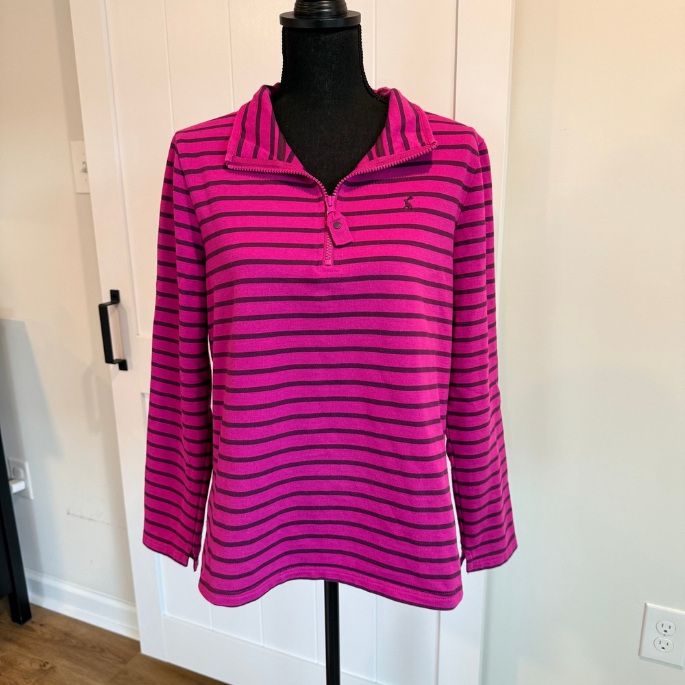 Joules Striped Quarter Zip Pullover Sweatshirt Pink Purple Size US 12